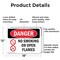 Signmission No Smoking Or Open Flames Danger Sign, Aluminum, 18in W x 12in L, 2PK OS-2PACK-DS-A-1218-L-1475 - alternate 2